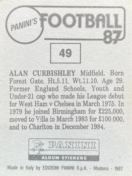 1986-87 Panini Football 87 (UK) #49 Alan Curbishley Back