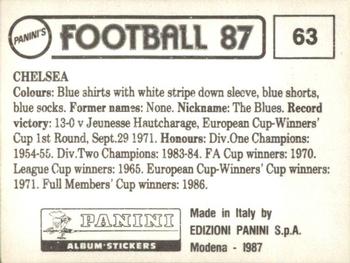 1986-87 Panini Football 87 (UK) #63 Team Photo Back