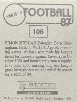 1986-87 Panini Football 87 (UK) #106 Simon Morgan Back