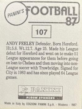 1986-87 Panini Football 87 (UK) #107 Andy Feeley Back