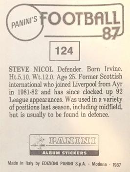 1986-87 Panini Football 87 (UK) #124 Steve Nicol Back