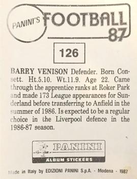 1986-87 Panini Football 87 (UK) #126 Barry Venison Back