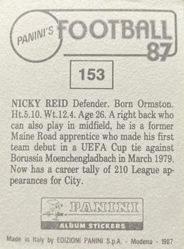 1986-87 Panini Football 87 (UK) #153 Nicky Reid Back