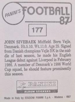 1986-87 Panini Football 87 (UK) #177 John Sivebaek Back