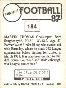 1986-87 Panini Football 87 (UK) #184 Martin Thomas Back