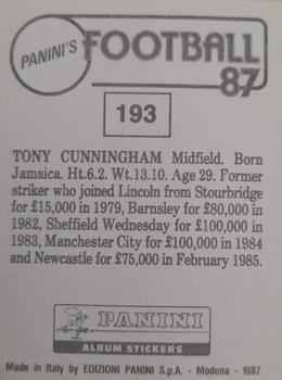 1986-87 Panini Football 87 (UK) #193 Tony Cunningham Back