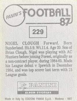 1986-87 Panini Football 87 (UK) #229 Nigel Clough Back