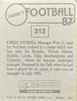 1986-87 Panini Football 87 (UK) #312 Chris Nicholl Back