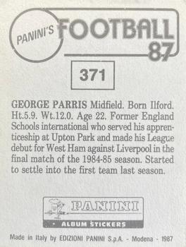 1986-87 Panini Football 87 (UK) #371 George Parris Back
