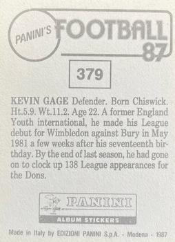 1986-87 Panini Football 87 (UK) #379 Kevin Gage Back