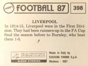 1986-87 Panini Football 87 (UK) #398 Home Kit Back