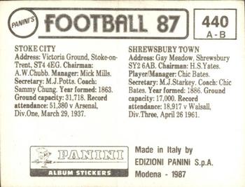 1986-87 Panini Football 87 (UK) #440 Club Badges Back