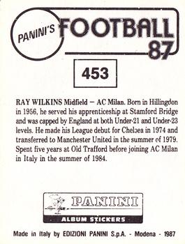 1986-87 Panini Football 87 (UK) #453 Ray Wilkins Back