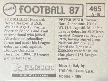 1986-87 Panini Football 87 (UK) #465 Peter Weir / Joe Miller Back