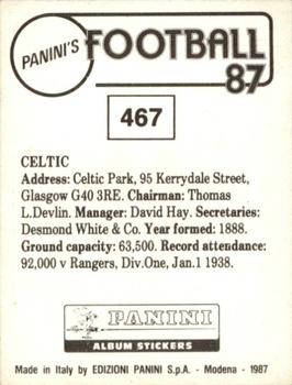 1986-87 Panini Football 87 (UK) #467 Celtic Club Badge Back