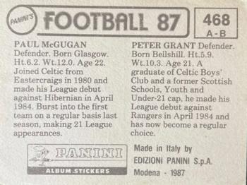 1986-87 Panini Football 87 (UK) #468 Peter Grant / Paul McGugan Back