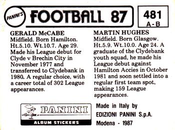 1986-87 Panini Football 87 (UK) #481 Martin Hughes / Gerald McCabe Back