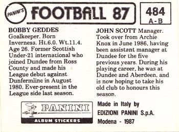 1986-87 Panini Football 87 (UK) #484 John Scott / Bobby Geddes Back