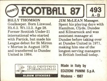 1986-87 Panini Football 87 (UK) #493 Jim McLean / Billy Thomson Back