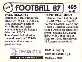 1986-87 Panini Football 87 (UK) #495 David Beaumont / Paul Hegarty Back