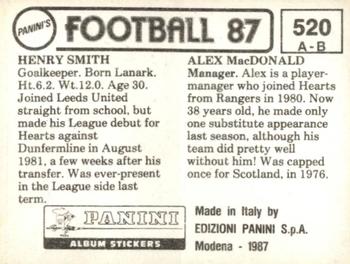 1986-87 Panini Football 87 (UK) #520 Alex MacDonald / Henry Smith Back