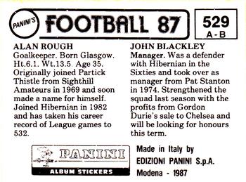 1986-87 Panini Football 87 (UK) #529 John Blackley / Alan Rough Back