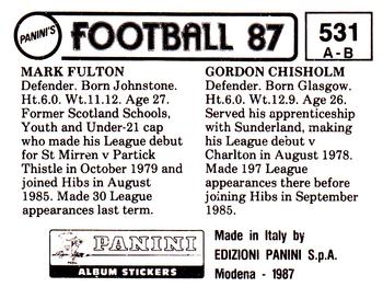 1986-87 Panini Football 87 (UK) #531 Gordon Chisholm / Mark Fulton Back