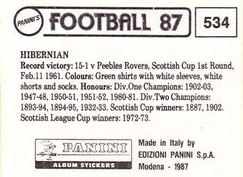 1986-87 Panini Football 87 (UK) #534 Hibernian Team Group Back