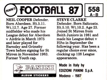 1986-87 Panini Football 87 (UK) #558 Steve Clarke / Neil Cooper Back
