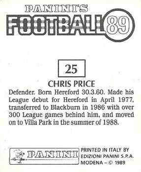 1988-89 Panini Football 89 (UK) #25 Chris Price Back