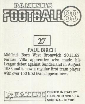 1988-89 Panini Football 89 (UK) #27 Paul Birch Back