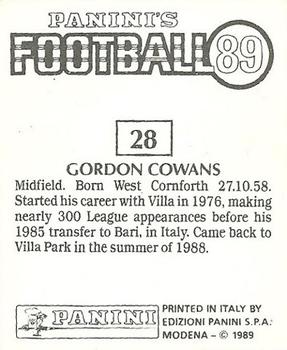 1988-89 Panini Football 89 (UK) #28 Gordon Cowans Back