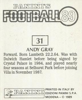 1988-89 Panini Football 89 (UK) #31 Andy Gray Back