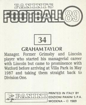 1988-89 Panini Football 89 (UK) #34 Graham Taylor Back