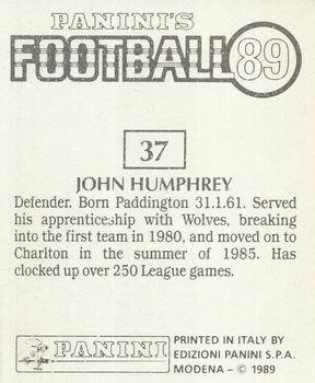 1988-89 Panini Football 89 (UK) #37 John Humphrey Back