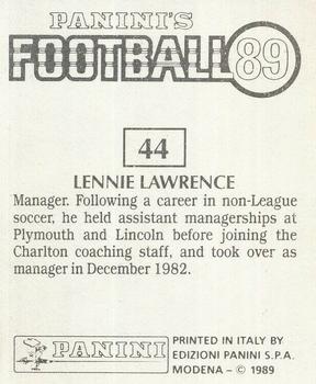 1988-89 Panini Football 89 (UK) #44 Lennie Lawrence Back