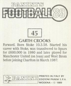 1988-89 Panini Football 89 (UK) #45 Garth Crooks Back