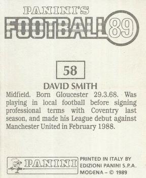 1988-89 Panini Football 89 (UK) #58 David Smith Back