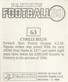 1988-89 Panini Football 89 (UK) #63 Cyrille Regis Back
