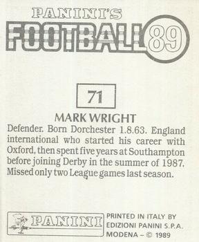 1988-89 Panini Football 89 (UK) #71 Mark Wright Back