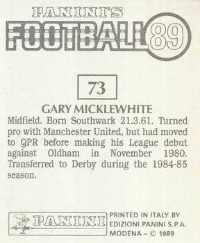 1988-89 Panini Football 89 (UK) #73 Gary Micklewhite Back