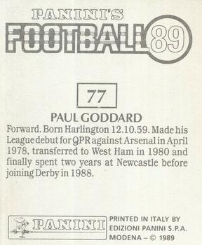 1988-89 Panini Football 89 (UK) #77 Paul Goddard Back