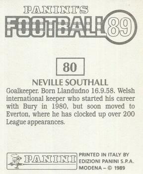1988-89 Panini Football 89 (UK) #80 Neville Southall Back
