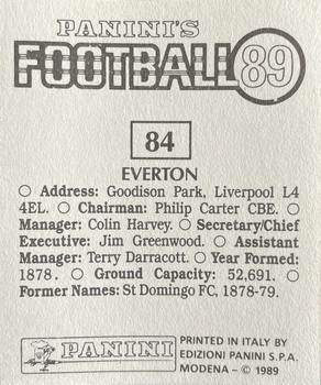 1988-89 Panini Football 89 (UK) #84 Badge Back