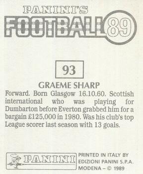 1988-89 Panini Football 89 (UK) #93 Graeme Sharp Back