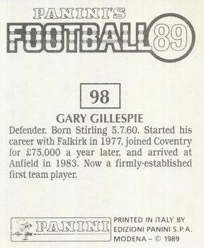 1988-89 Panini Football 89 (UK) #98 Gary Gillespie Back