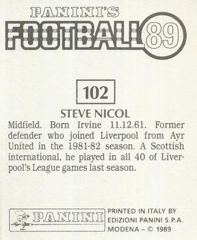 1988-89 Panini Football 89 (UK) #102 Steve Nicol Back