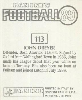 1988-89 Panini Football 89 (UK) #113 John Dreyer Back