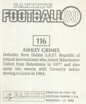 1988-89 Panini Football 89 (UK) #116 Ashley Grimes Back