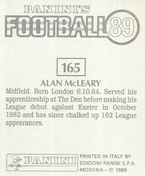 1988-89 Panini Football 89 (UK) #165 Alan McLeary Back